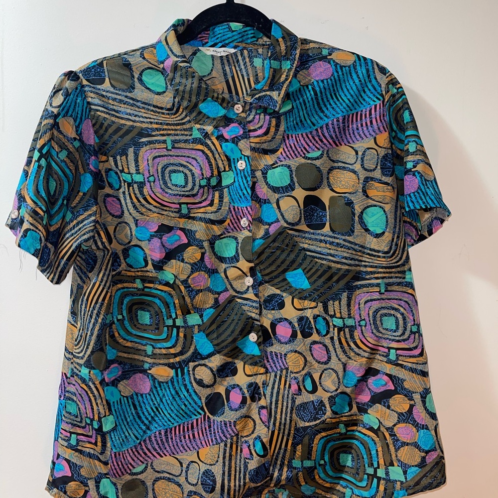 Colorful Geometric Vintage Button Down Shirt